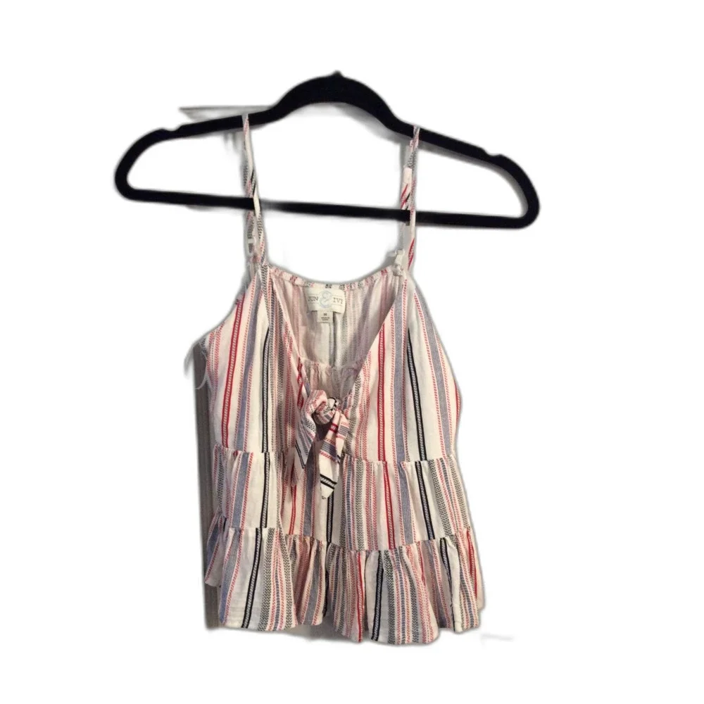 Jun & Ivy striped front tye cropped tank top Medium M